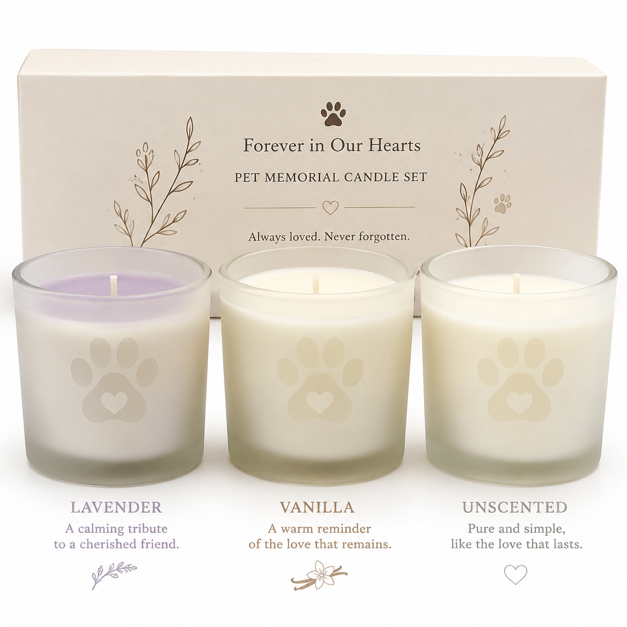 Memorial Candle Set for Pets – 3 Pack Ritual Tribute - Pet Memorial Product