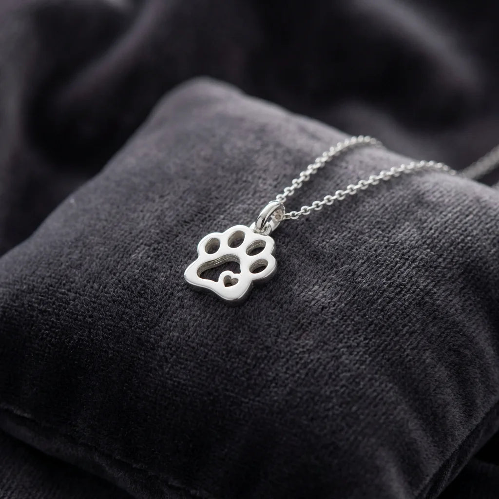 Paw Print Cremation Necklace – Pet Memorial Jewelry, Ash Keepsake Pendant - Memorial Jewelry - Pawtuary