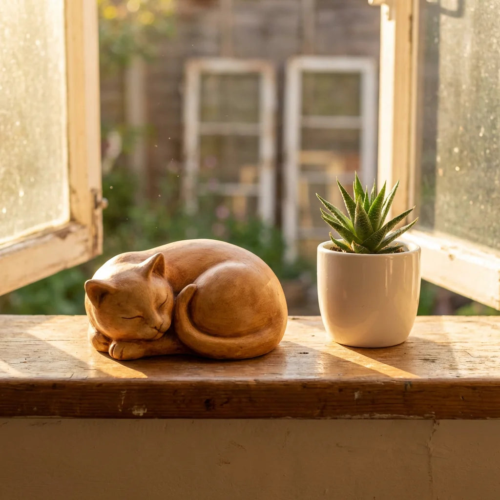 Sleeping Cat Memorial Urn – Artistic Resin Pet Urn, Sculptural Keepsake for Ashes - Pet Urns - PawPrint Forever (View 2)