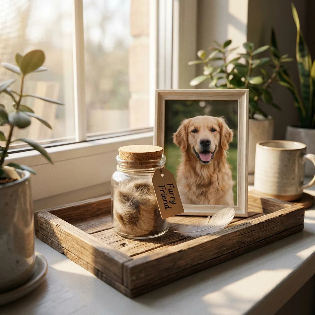 Pet Fur Keepsake Memorial Jar – Mini Glass Keepsake for Pet Hair & Ashes - Keepsakes - PawPrint Forever (View 2)