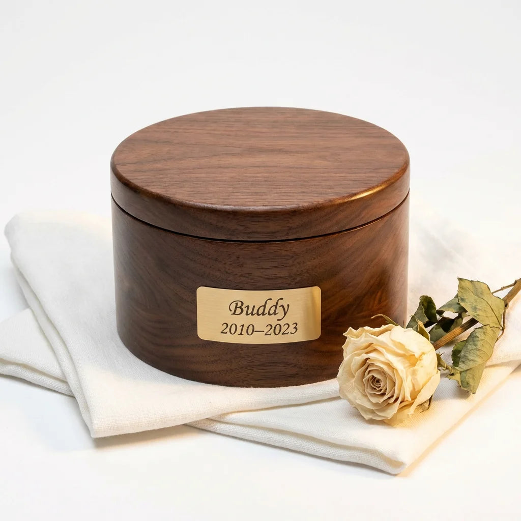 Personalized Wooden Pet Urn – Memorial Keepsake Box for Dog & Cat Ashes - Pet Urns - Pawtuary