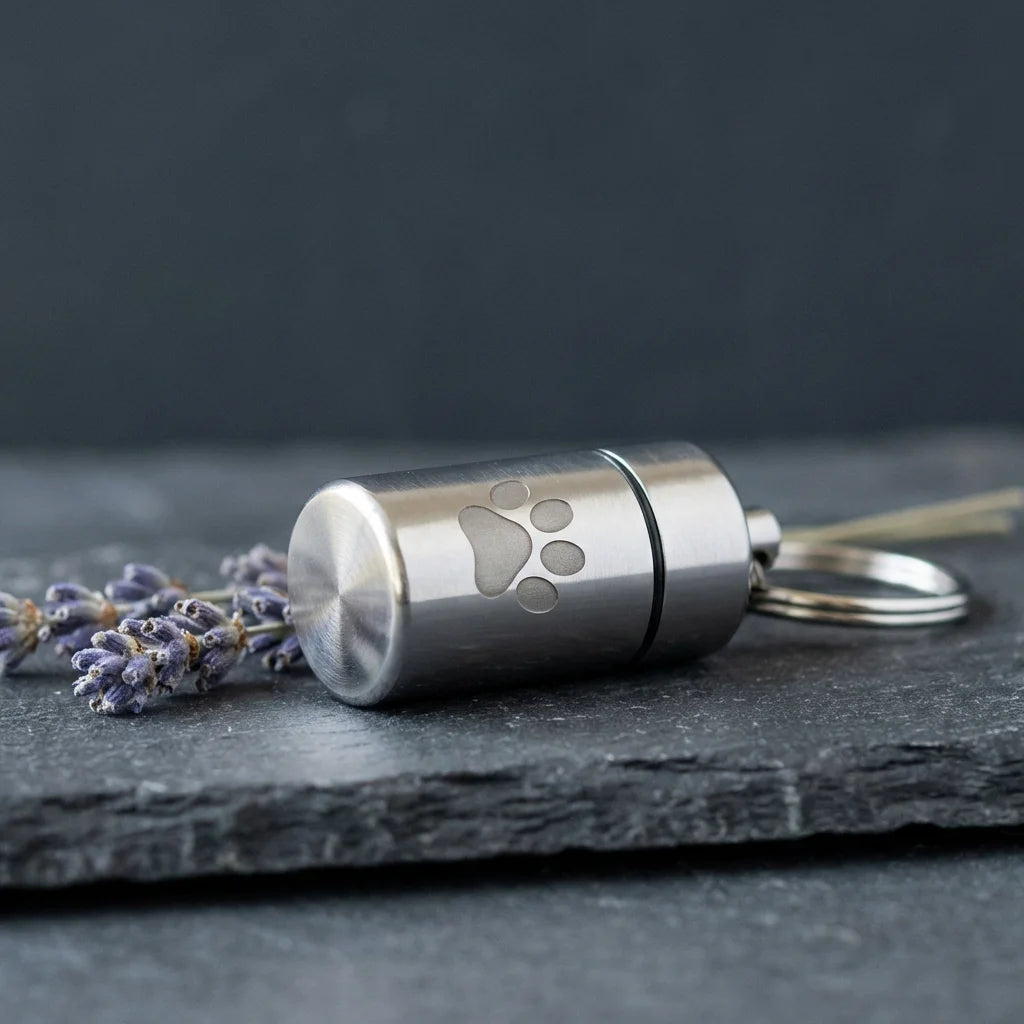 Pet Cremation Keychain Urn – Portable Ash Holder, Dog & Cat Memorial Keepsake - Memorial Jewelry - Pawtuary