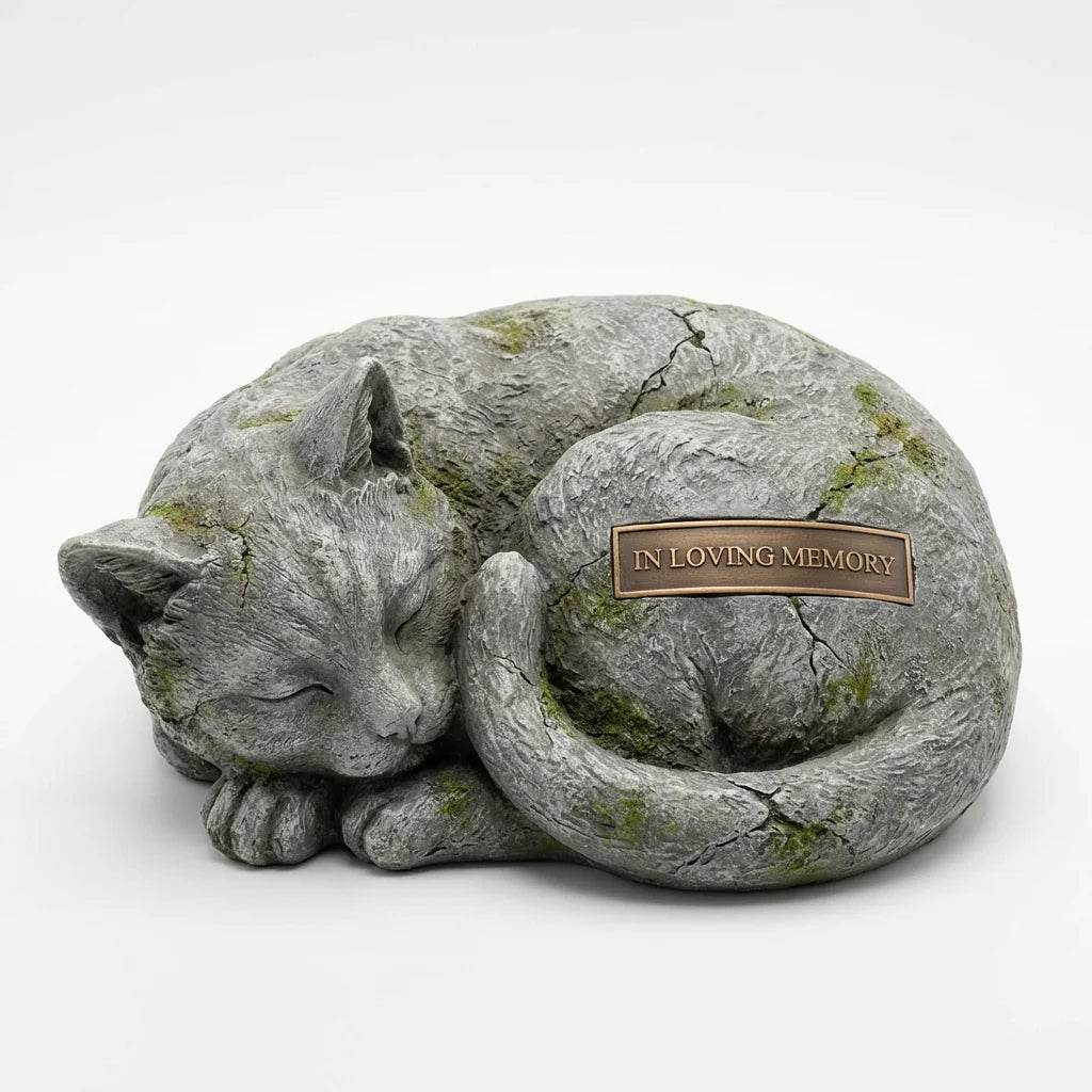 Sleeping Cat Memorial Urn – Artistic Resin Pet Urn, Sculptural Keepsake for Ashes - Pet Urns - Pawtuary (View 1)