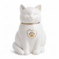 Ceramic Cat Cremation Urn – White Memorial Pet Urn - Pet Memorial Product