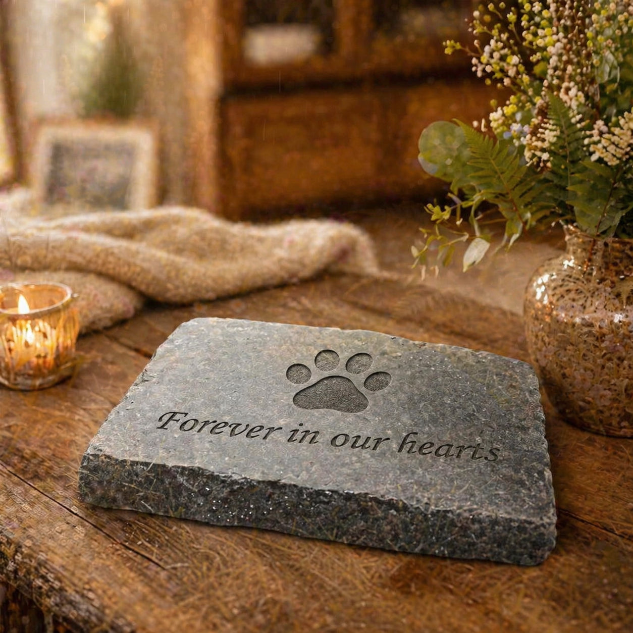 personalized-memorial-stone-for-pets-garden-marker-with-paw-print variation