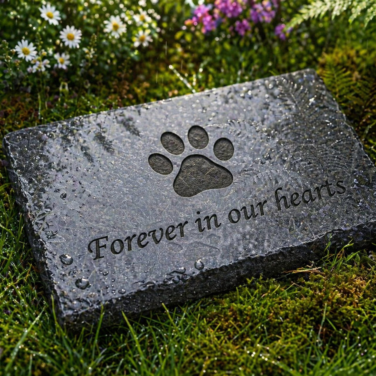 personalized-memorial-stone-for-pets-garden-marker-with-paw-print variation