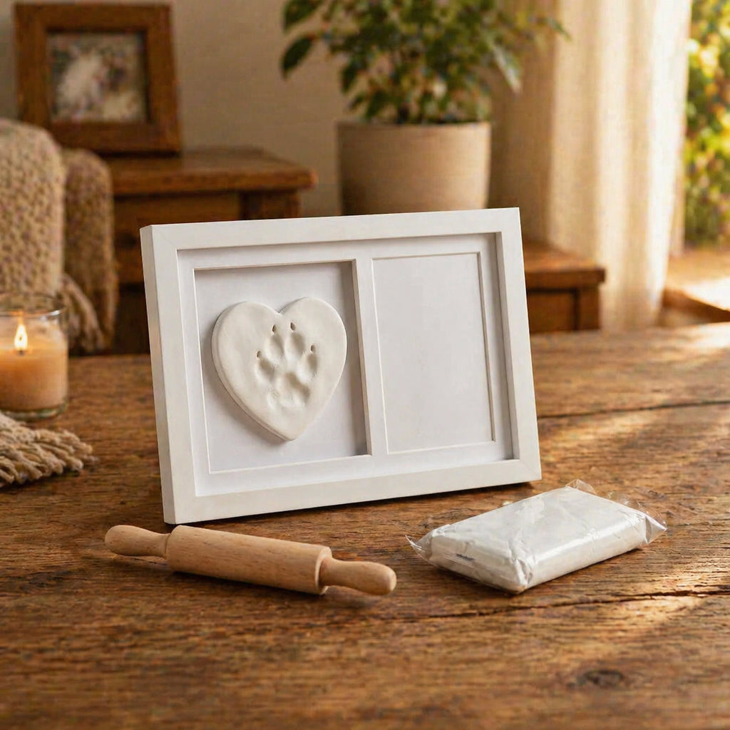 pet-paw-print-impression-kit-with-wooden-display-frame-diy-keepsake variation