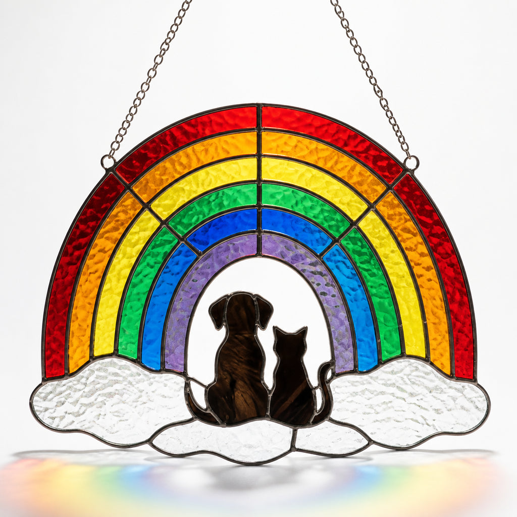 Rainbow Bridge Stained Glass Suncatcher – A Beam of Eternal Memory