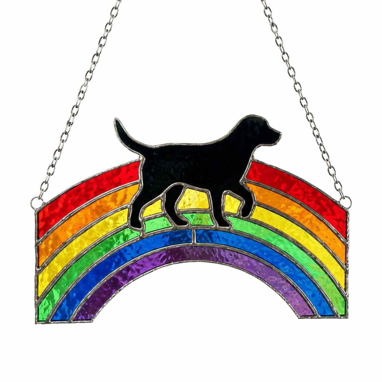 Rainbow Bridge Suncatcher – Stained Glass Pet Memorial Window Hanging Gift