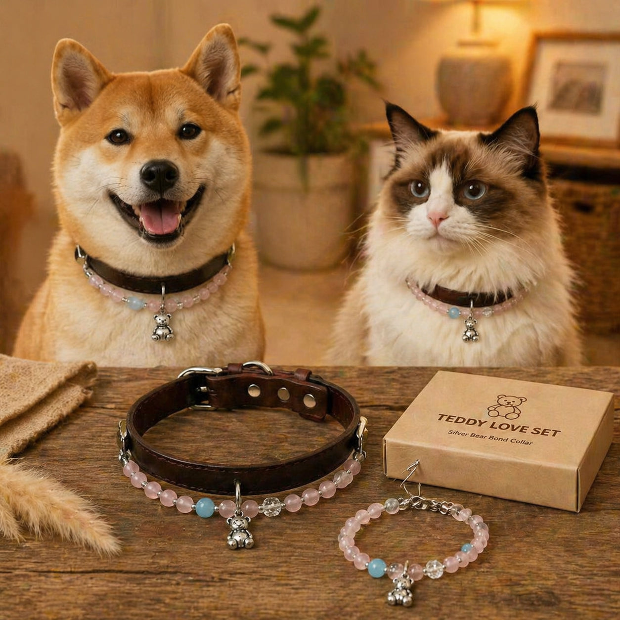 silver-bear-bond-collar-teddy-love-set variation