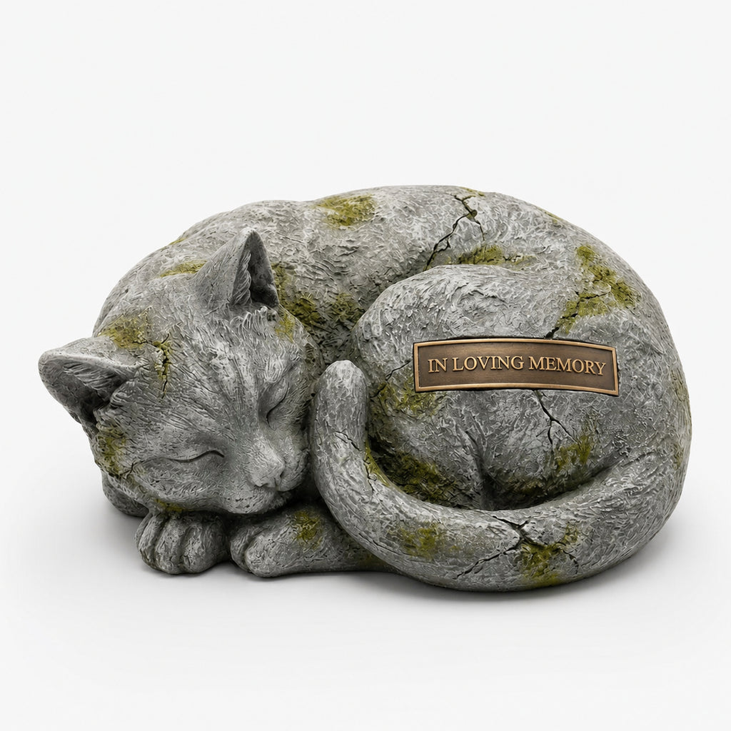Sleeping Cat Memorial Urn – Artistic Resin Pet Urn, Sculptural Keepsake for Ashes